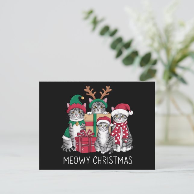 Cartes Pour Fêtes Annuelles Meowny Noël Chat Noël Xmas Funny Chats Amoureux (Debout devant)