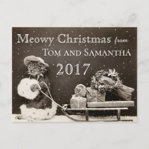 Cartes Pour Fêtes Annuelles Meowny Noël Vintage Chat drôle Noël
