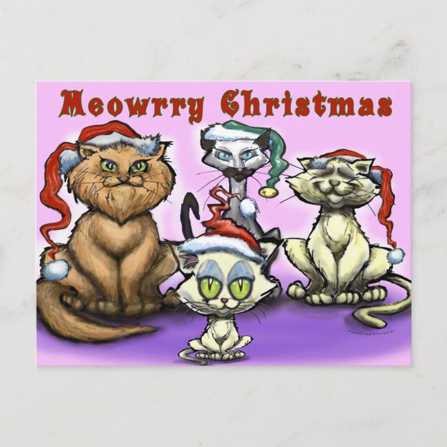 Cartes Pour Fêtes Annuelles Meowry Christmas Cats (Devant)