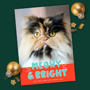 Cartes Pour Fêtes Annuelles Meowy & Bright Christmas Cute Cat Holiday Photo