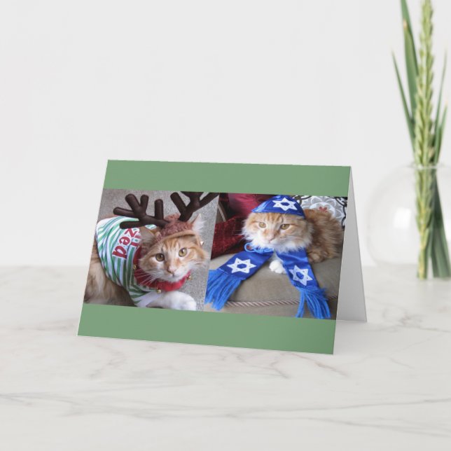 Cartes Pour Fêtes Annuelles Meowy Catmas et Patte-nukkah heureuse ! (Devant)