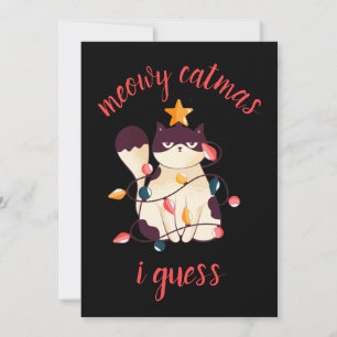 Cartes Pour Fêtes Annuelles Meowy Catmas Funny Sarcastique Amoureux des chats 