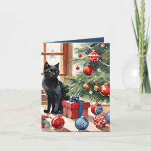 Cartes Pour Fêtes Annuelles Meowy Christmas Bombay Cat Aquarelle
