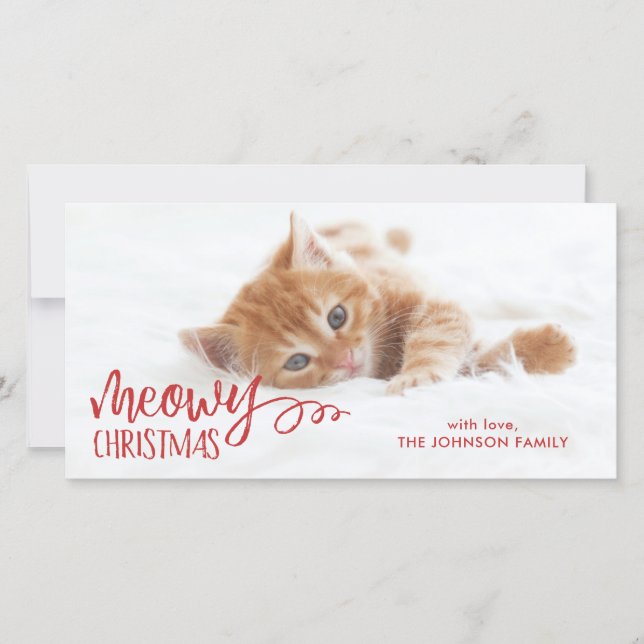 Cartes Pour Fêtes Annuelles Meowy Christmas Chat Pet Photo (Devant)