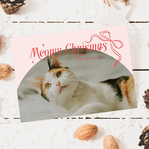 Cartes Pour Fêtes Annuelles Meowy Christmas Chat Photo Pink Holiday Card