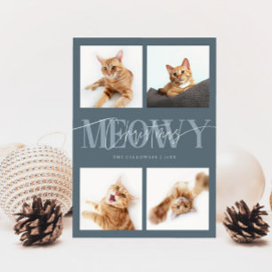 Cartes Pour Fêtes Annuelles Meowy Christmas Chat Photos Ardoise Bleu Noël