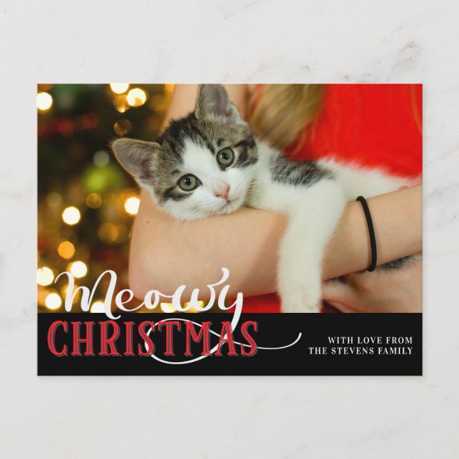 Cartes Pour Fêtes Annuelles Meowy Christmas Cute Cat Ajouter Votre Photo Perso (Devant)