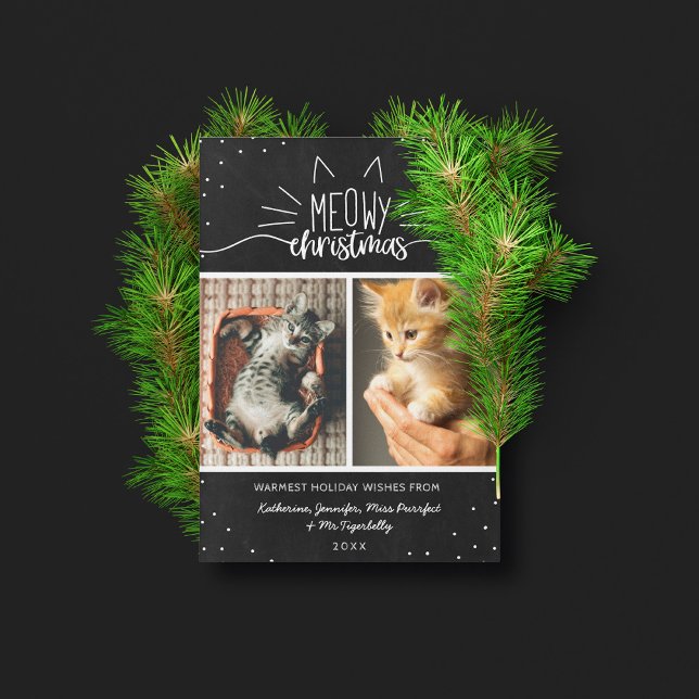 Cartes Pour Fêtes Annuelles Meowy Christmas - Deux Chats Photo Collage (Créateur téléchargé)