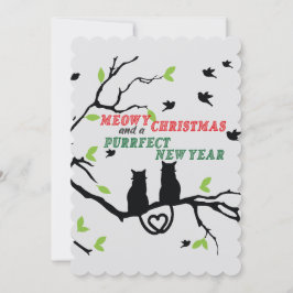 Cartes Pour Fêtes Annuelles "Meowy Christmas et un Nouvel An parfait"
