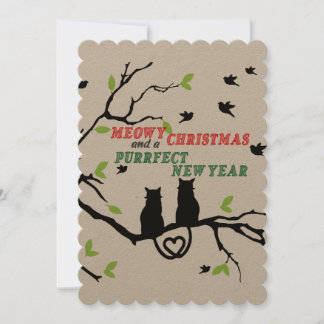 Cartes Pour Fêtes Annuelles "Meowy Christmas et un Nouvel An parfait"