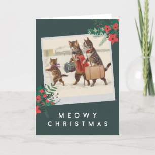Cartes Pour Fêtes Annuelles Meowy Christmas - Famille de chats en neige