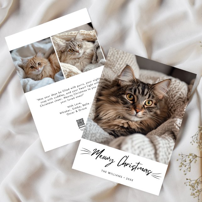 Cartes Pour Fêtes Annuelles Meowy Christmas mignonne Chat écriture photo (Créateur téléchargé)