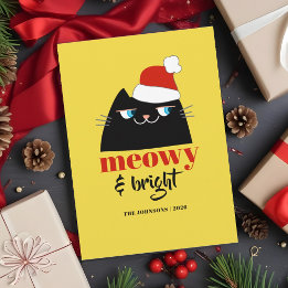Cartes Pour Fêtes Annuelles Meowy et Bright Funny Cat Noël