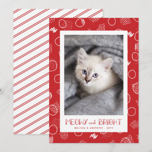 Cartes Pour Fêtes Annuelles Meowy et Bright   Rouge   Photo pour animaux