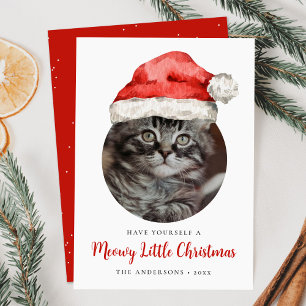 Cartes Pour Fêtes Annuelles Meowy Little Christmas Santa Hat Photo Chat