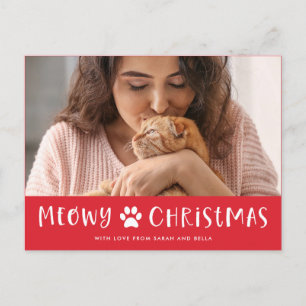 Cartes Pour Fêtes Annuelles Meowy Noël avec photo   Funny Chat Noël