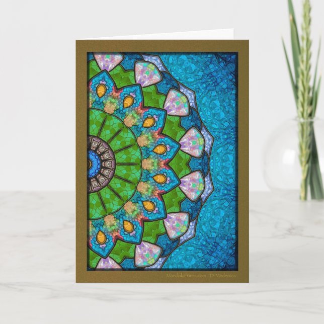 Cartes Pour Fêtes Annuelles Mer Bleue Mandala (Devant)