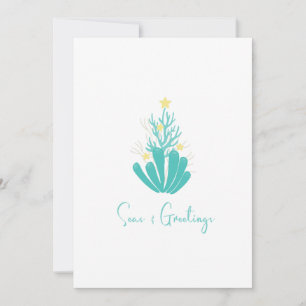 Cartes Pour Fêtes Annuelles Mer côtière et salutations Coral