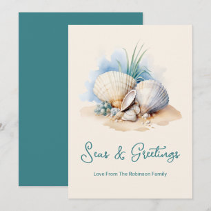 Cartes Pour Fêtes Annuelles Mer de Noël côtière et salutation