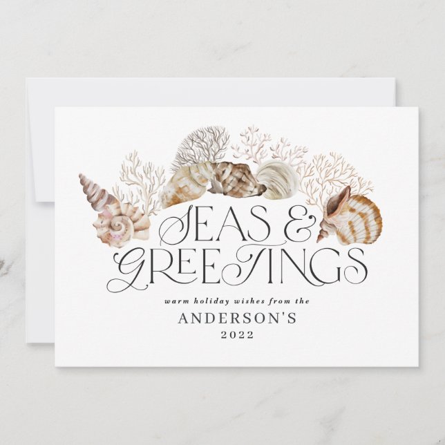 Cartes Pour Fêtes Annuelles Mer de Noël et salutations modernes Ho (Devant)