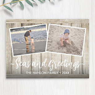 Cartes Pour Fêtes Annuelles Mer et salutations 5 Photo Plage Vacances Bois