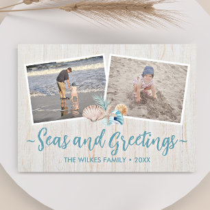 Cartes Pour Fêtes Annuelles Mer et salutations 5 Photo Plage Vacances Coquilla