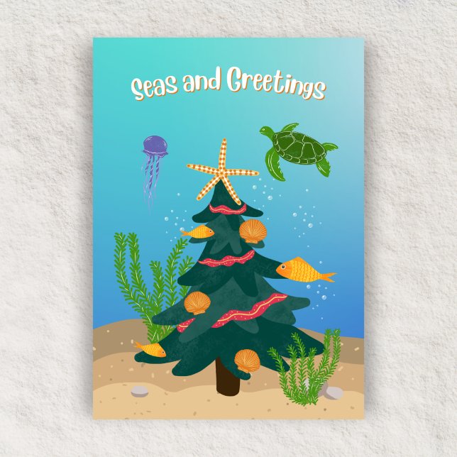 Cartes Pour Fêtes Annuelles Mer et salutations amusantes Ocean Christmas Tree  (Créateur téléchargé)