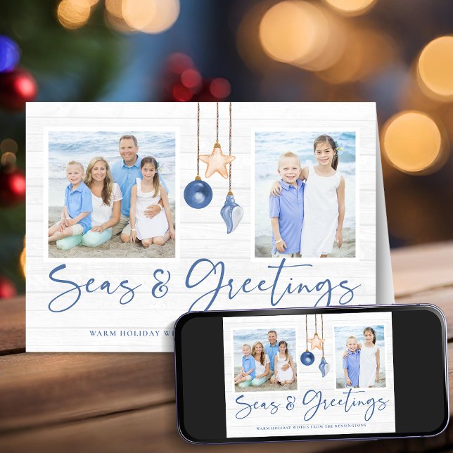 Cartes Pour Fêtes Annuelles Mer et salutations Coastère Bois de vacances Photo (Seas and Greetings Coastal Wood Holiday Photo Folded Card)