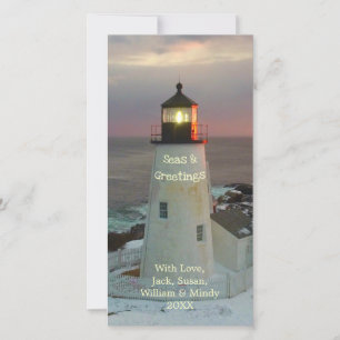 Cartes Pour Fêtes Annuelles Mer et salutations Maine Lighthouse 