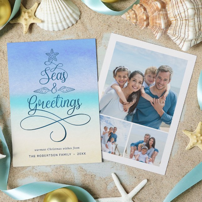 Cartes Pour Fêtes Annuelles Mer et salutations Noël côtier 3 Photo (Créateur téléchargé)