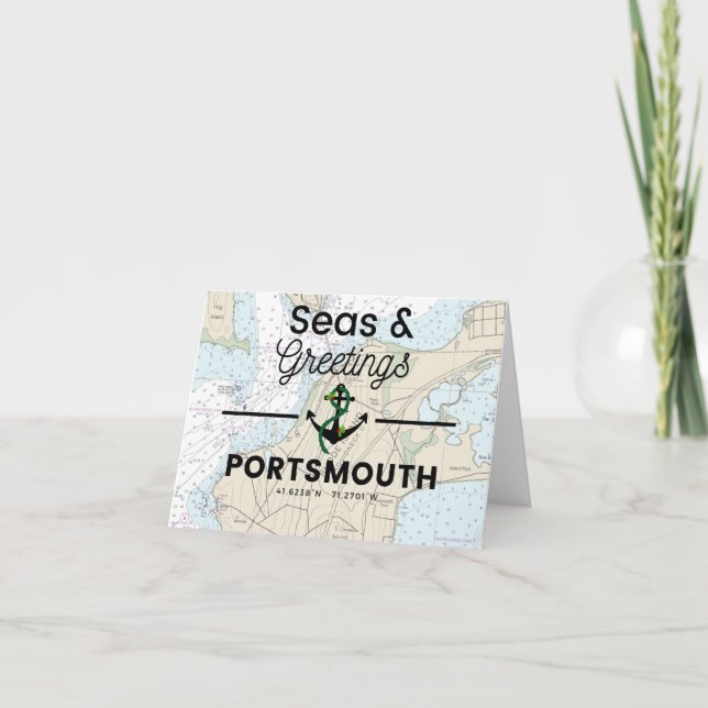 Cartes Pour Fêtes Annuelles Mer et salutations Portsmouth (Devant)