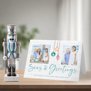 Cartes Pour Fêtes Annuelles Mer turquoise et salutations Seashell Orament Phot