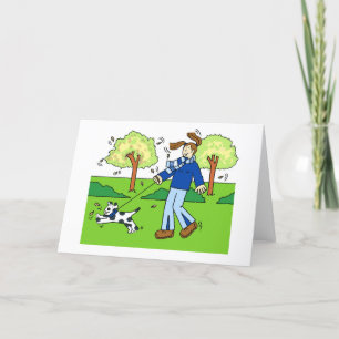 Cartes Pour Fêtes Annuelles Merci à Female Dog Walker, Dessin.