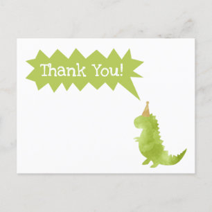 Cartes Pour Fêtes Annuelles Merci à thème Stomp et Chomp Green Dinosaur
