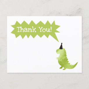 Cartes Pour Fêtes Annuelles Merci à thème Stomp et Chomp Green Dinosaur
