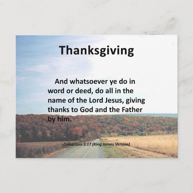 Cartes Pour Fêtes Annuelles Merci au Père Thanksgiving Colossiens 3:17 (Devant)