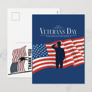Cartes Pour Fêtes Annuelles Merci aux vétérans Drapeau américain Jour du souve