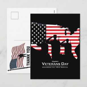 Cartes Pour Fêtes Annuelles Merci aux vétérans Drapeau américain Jour du souve