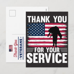 Cartes Pour Fêtes Annuelles Merci aux vétérans Drapeau américain Jour du souve