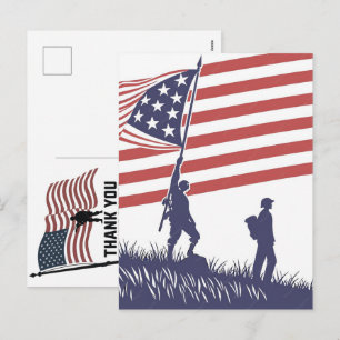 Cartes Pour Fêtes Annuelles Merci aux vétérans Drapeau américain Jour du Souve