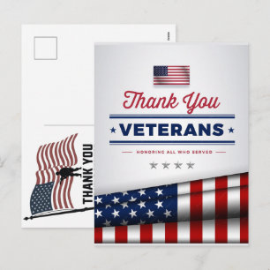 Cartes Pour Fêtes Annuelles Merci aux vétérans Drapeau américain Jour du souve