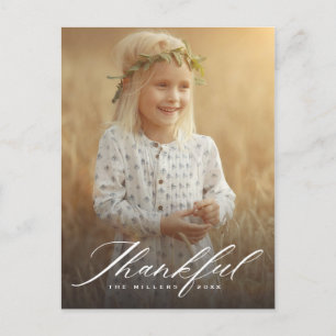 Cartes Pour Fêtes Annuelles Merci Calligraphie   Pleine photo Thanksgiving