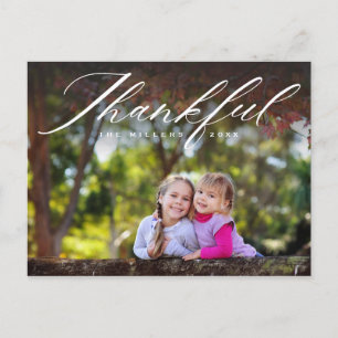 Cartes Pour Fêtes Annuelles Merci Calligraphie   Pleine photo Thanksgiving