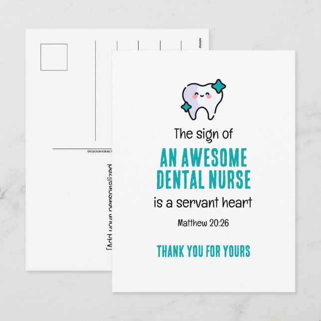 CARTES POUR FÊTES ANNUELLES MERCI CARDIAQUE DU SERVANT DES INFIRMIÈRES DENTAIR (Devant / Derrière)