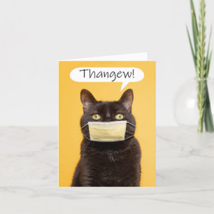 Cartes Pour Fêtes Annuelles Merci Cat Parle À Travers Le Masque Visage