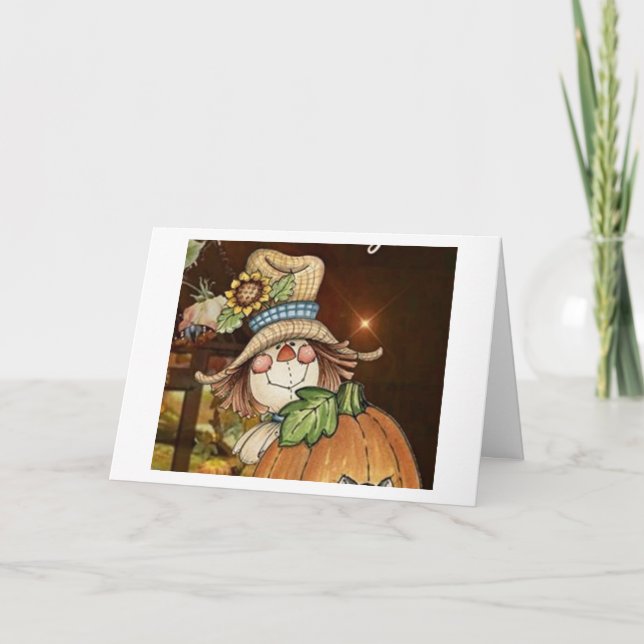 CARTES POUR FÊTES ANNUELLES MERCI CUTE SCARECROW=MERCI POUR SON AMITIÉ (Devant)