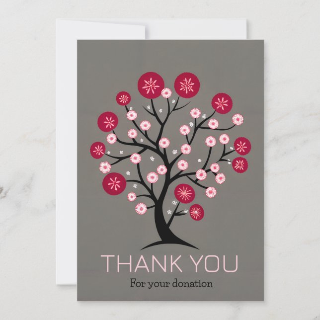 Cartes Pour Fêtes Annuelles Merci de cerisier en fleurs pour don (Devant)