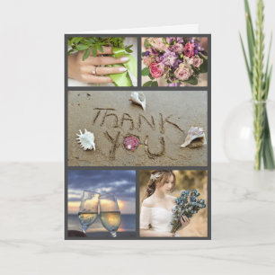 Cartes Pour Fêtes Annuelles Merci de coeur des coquilles de mariage de plage