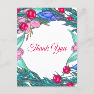 Cartes Pour Fêtes Annuelles Merci de dessin de l'aquarelle de couronne