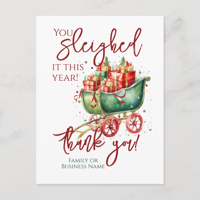 Cartes Pour Fêtes Annuelles Merci de l'équipe d'employés de Noël (Devant)
